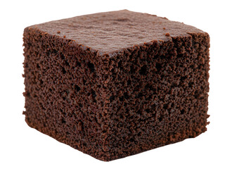 cut cube of dark chocolate cake isolated on transparent background Generative Ai.
