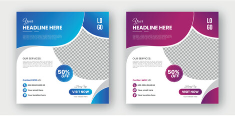 Digital Marketing agency social media post template. Social media ads vector templates fully editable, advertising design, digital marketing and corporate social media Instagram post and web banner 