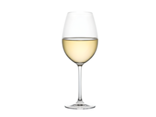 wine glass with white wine isolated on transparent background Generative Ai.
