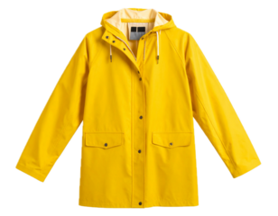 Yellow raincoat isolated on transparent background