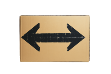 Double Arrow Direction on Cardboard Box:  Shipping, Delivery, Choice, and Logistics Concept