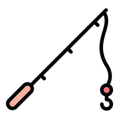 Rod icon flat line style illustration representing fishing equipment or structural tools, suitable for outdoor, angling, and construction-related projects