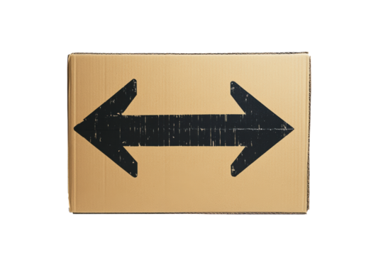 Double Arrow Direction on Cardboard Box:  Shipping, Delivery, Choice, and Logistics Concept
