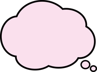 黒線に、中がピンク色のかわいいふきだし。吹き出しの先端は丸いバブルのよう