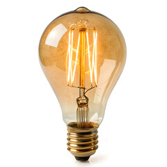 Vintage Edison Bulb: Amber Glass, Warm Light, Filament Detail isolated on transparent background