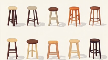 Stool chart with illustrations for reference, vector graphic