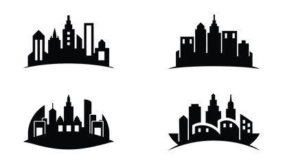 Obraz premium A high building dominates the cityscape, set against a black urban street silhouette.