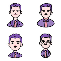 Four stylized male cartoon characters
