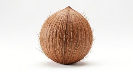 Close-up of a Single, Unopened Coconut  A Vibrant Photorealistic Image