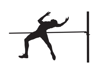 Black Silhouette High Jumper Athlete Clearing Bar

