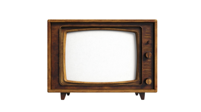 Retro Wooden Television Box Isolated on White Background