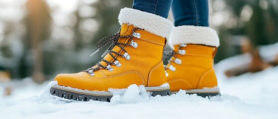 Winter boots on snow