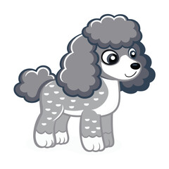 Obraz premium Cute Cartoon poodle dog vector on white background 