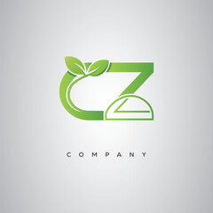CZ Natural Leaf Monogram Logo – Elegant Eco-Friendly Initial Design for Creative Branding & Organic Businesses