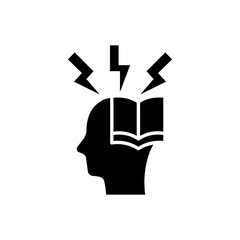 Student Stress Icon Glyph Symbol Solid Concept of Academic Pressure and Mental Health Issues in School and Education Settings