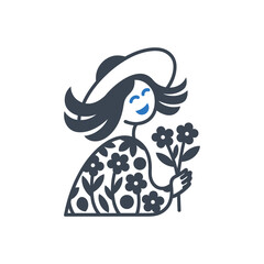 Happy Woman Flowers Icon