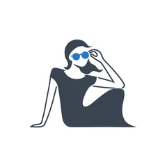Relaxed Woman Sunglasses Icon
