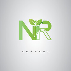 NR Natural Leaf Monogram Logo – Elegant Eco-Friendly Initial Design for Creative Branding & Organic Businesses