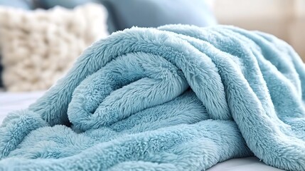 Soft light blue plush blanket