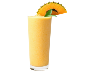 Papaya Pineapple Smoothie A tropical smoothie made with papaya, pineapple, and coconut water. The smoothie has a light orange hue