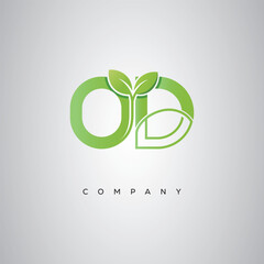 OD Natural Leaf Monogram Logo – Elegant Eco-Friendly Initial Design for Creative Branding & Organic Businesses