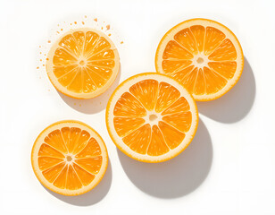 Fototapeta premium Slicing fresh oranges kitchen table food photography bright lighting close-up citrus freshness