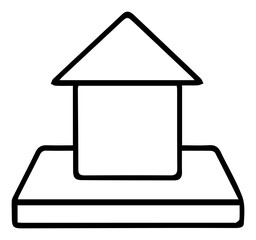 Minimalist house icon representing simple homes and basic architecture