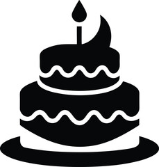 Delicious Two-Tiered Birthday Cake Icon Celebrate with Sweetness