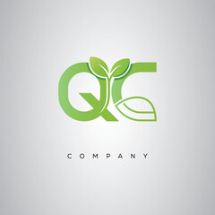 QC Natural Leaf Monogram Logo – Elegant Eco-Friendly Initial Design for Creative Branding & Organic Businesses