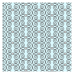 Ornamental Seamless Pattern with Floral Scroll Motif in blue Tones
