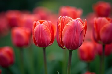 beautiful red tulips, juicy shade, screensaver, landscape