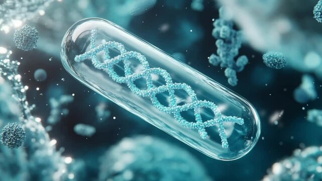 DNA double helix isolated in capsule, protected of virus