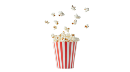 Open box of freshly popped buttery popcorn isolated on white background