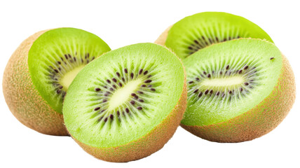 Fototapeta premium Fresh ripe sliced and whole kiwi fruit isolated on white background