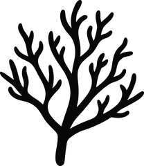 Elegant Black and White Seaweed Illustration Underwater Flora Design