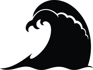Powerful Ocean Wave Silhouette A Dramatic Black and White Illustration
