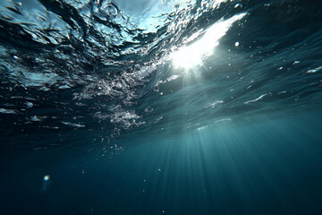 Blue Underwater with Sunlight