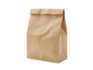 A clean, high-resolution image of a brown paper lunch bag with a neatly folded top, isolated on a transparent background (PNG), ideal for eco-friendly packaging designs, product mockups, food delivery