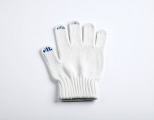 White Knit Gloves with Blue Pattern