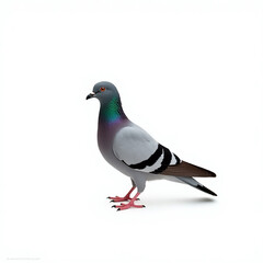 Detailed Pigeon Standing Profile View with Gray Plumage and Pink Feet Isolated on Transparent Background