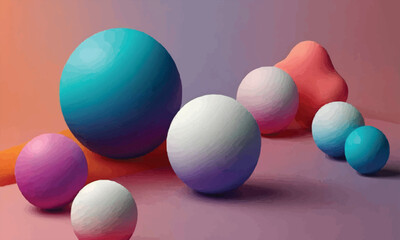 Modern 3D Gradient Spheres & Abstract Elements Vector