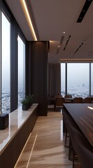 Modern high-rise office interior