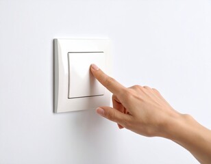 Hand Pressing Modern White Light Switch