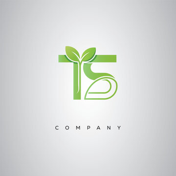 TS Natural Leaf Monogram Logo &ndash; Elegant Eco-Friendly Initial Design for Creative Branding & Organic Businesses"