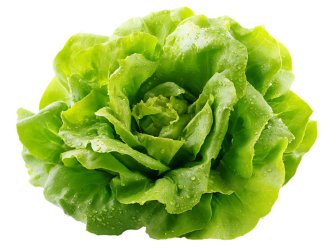 Fresh Green Butter Lettuce Head Transparent PNG Image Isolated on White Background