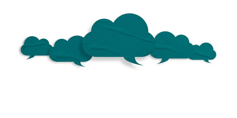 Green speech bubble crumpled paper isolated on transparent background