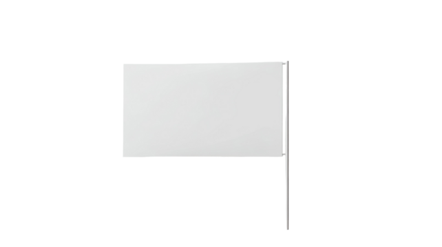 White blank flag waving isolated on white background