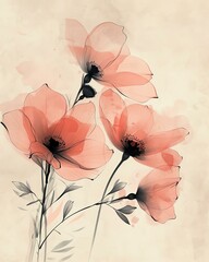 Delicate pink flowers sway gently with grace and beauty.