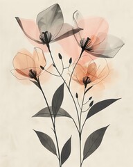 Minimalist floral illustration with delicate soft colors.
