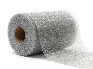 Roll of bubble wrap isolated on a transparent background – essential plastic packaging material for shipping, cushioning, and protecting fragile items.